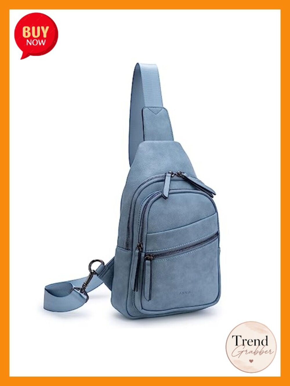 Large Sling Bag Vegan Leather Crossbody Adjustable Strap Travel Hands-Free